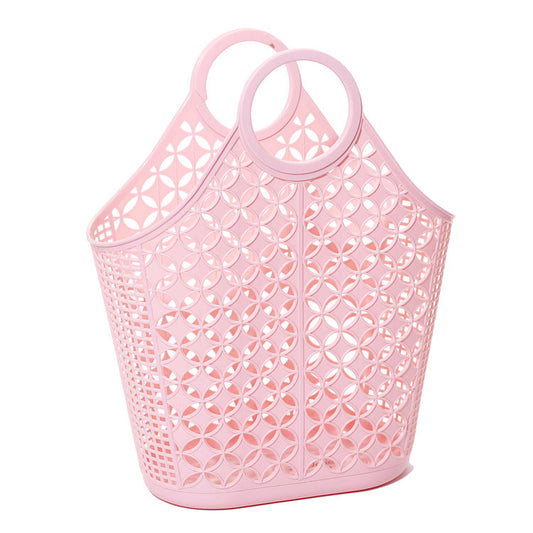 Pink Sun Jellies Atomic Tote bag from Sweet E's Boutique, featuring a colorful, transparent jelly design with a sturdy handle.