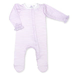 Lavender Bow - Lilac Stripe RUFFLE Footie