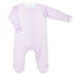 Lavender Bow - Lilac Stripe Classic Footie