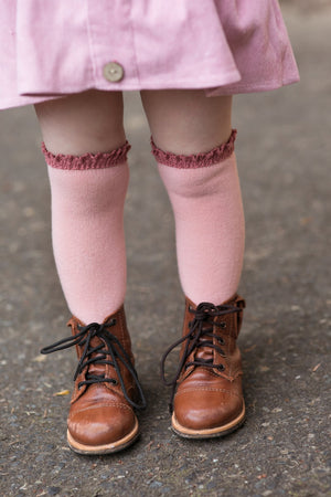 Little Stocking Co. - Blush + Mauve Lace Top Knee Highs