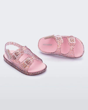 Mini Melissa - Pink Glitter Wide Sandal